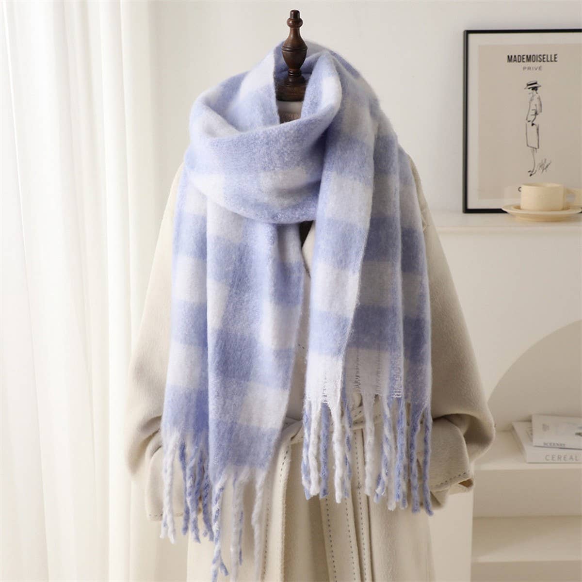 Plaid Winter Scarf Shawl - Thick Soft Unisex Wrap_CWASC0964
