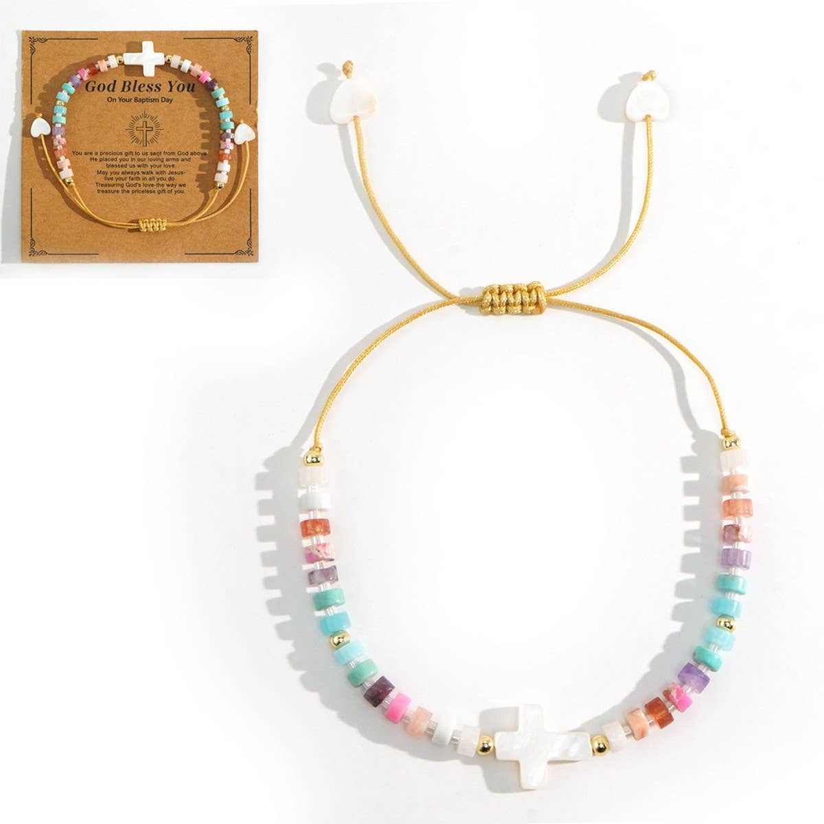 VERSATILE SWEET IRON GALLSTONE SHELL CROSS BRACELET