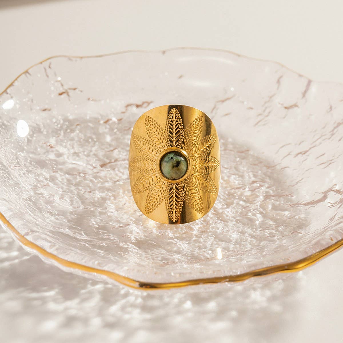 NEW EXAGGERATED WIDE FACE CARVED RING