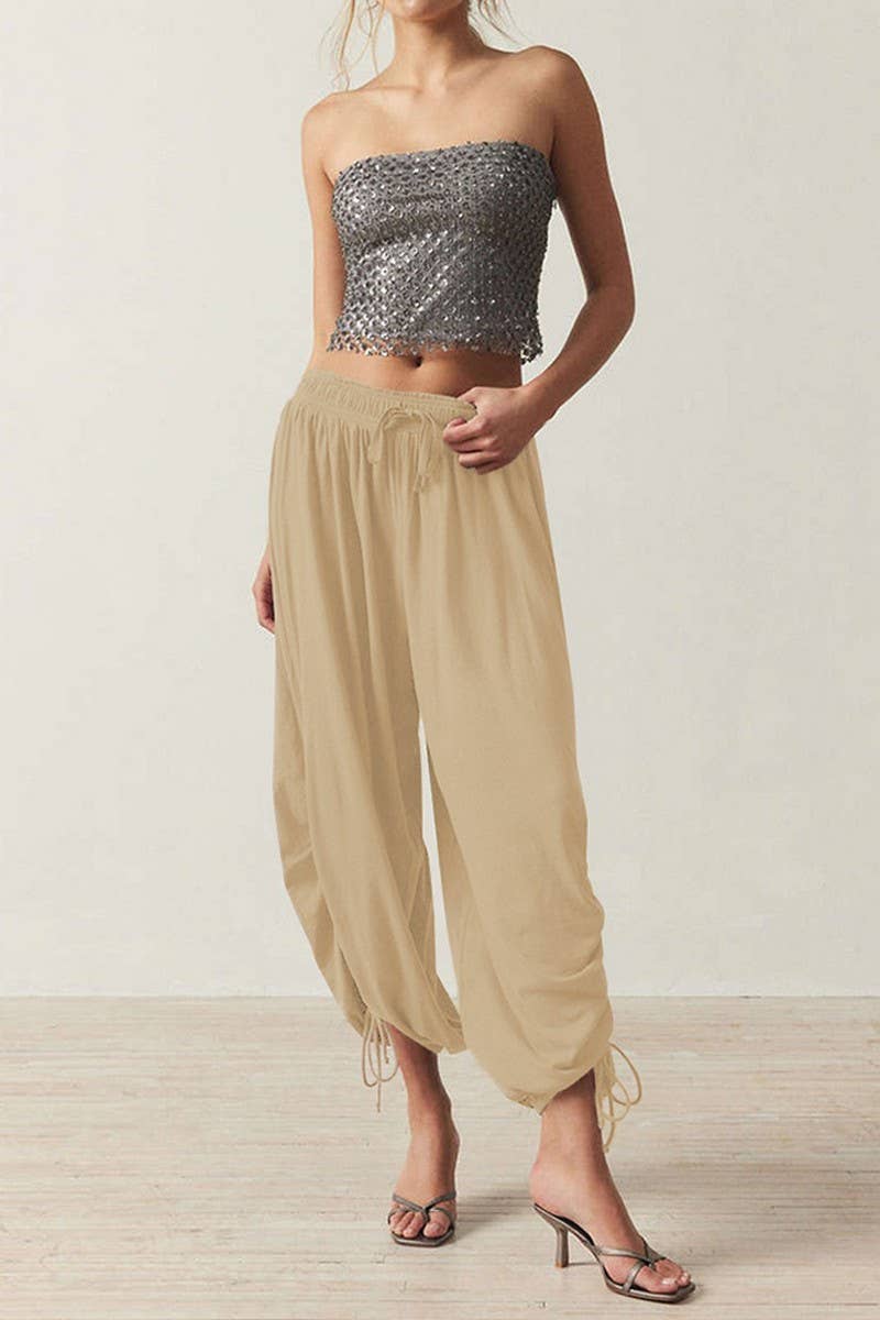 CWBLP1399_SOLID COLOR CASUAL DRAWSTRING BLOOMERS