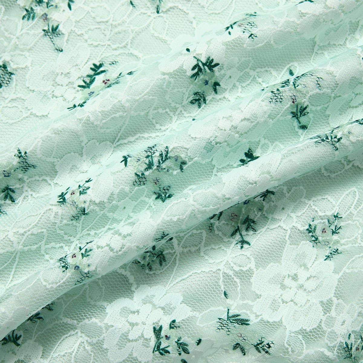 SMALL FRESH FLORAL LACE PUFF SLEEVETUBE TOPJUMPSUIT_CWMM4643