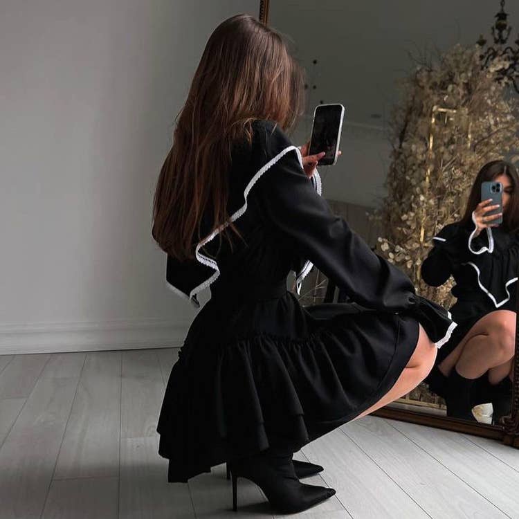 Peplum dress with flared sleeves