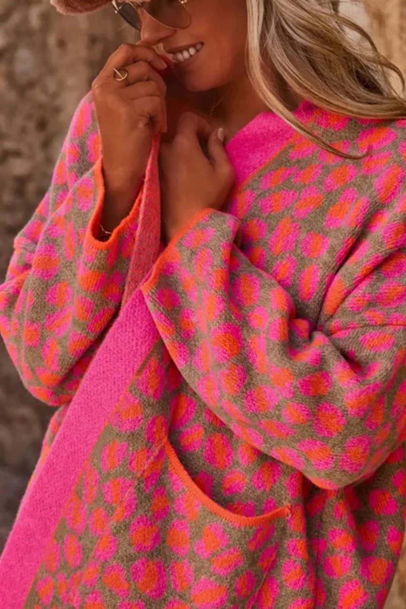 CWOCAL00727_COLORBLOCK LEOPARD PRINT LONG KNITTED CARDIGAN