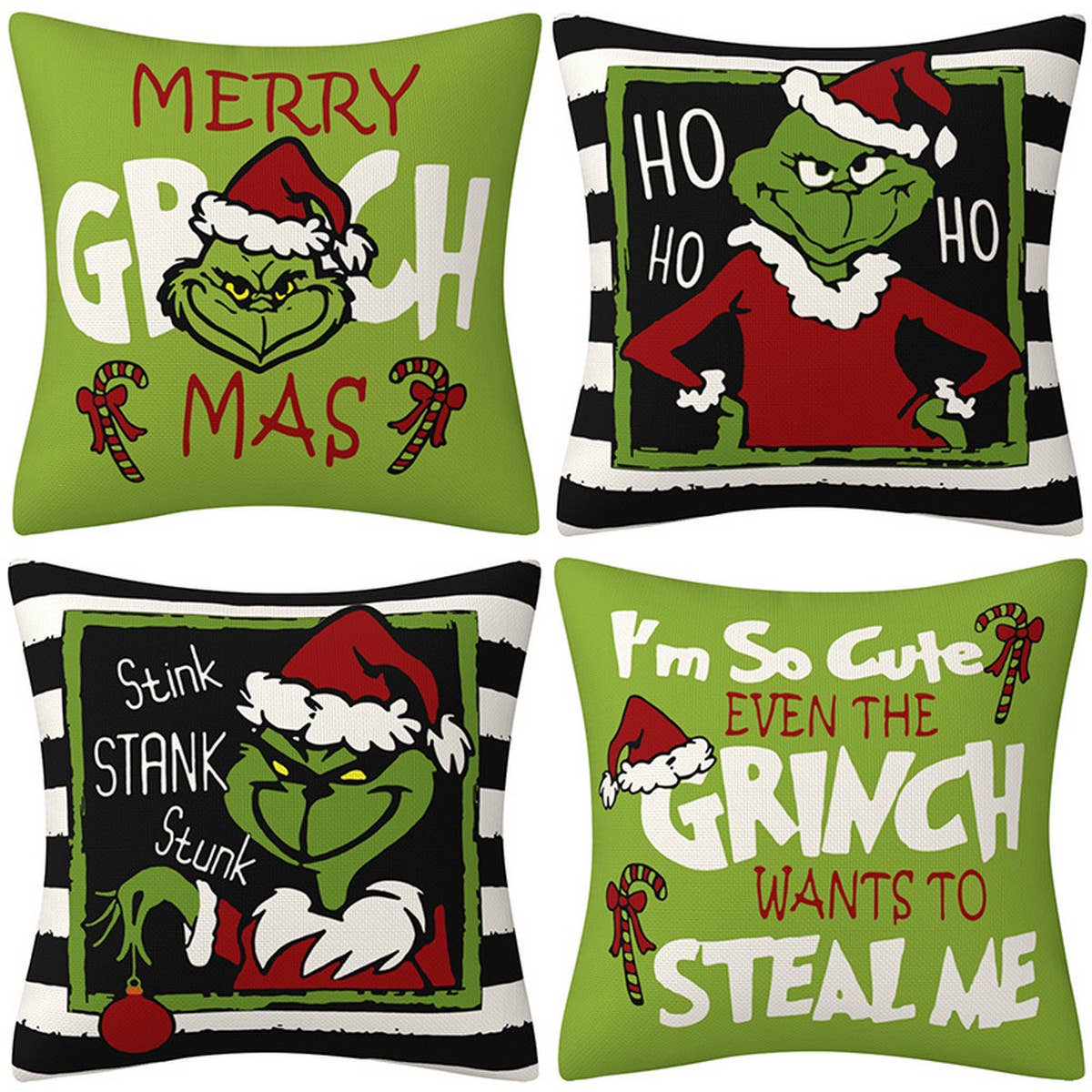 GRINCH CARTOON PRINT CHRISTMAS PILLOWCASE