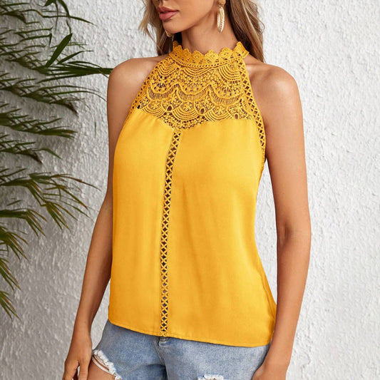 FASHION HOLLOW LACE GAS VEST TOP