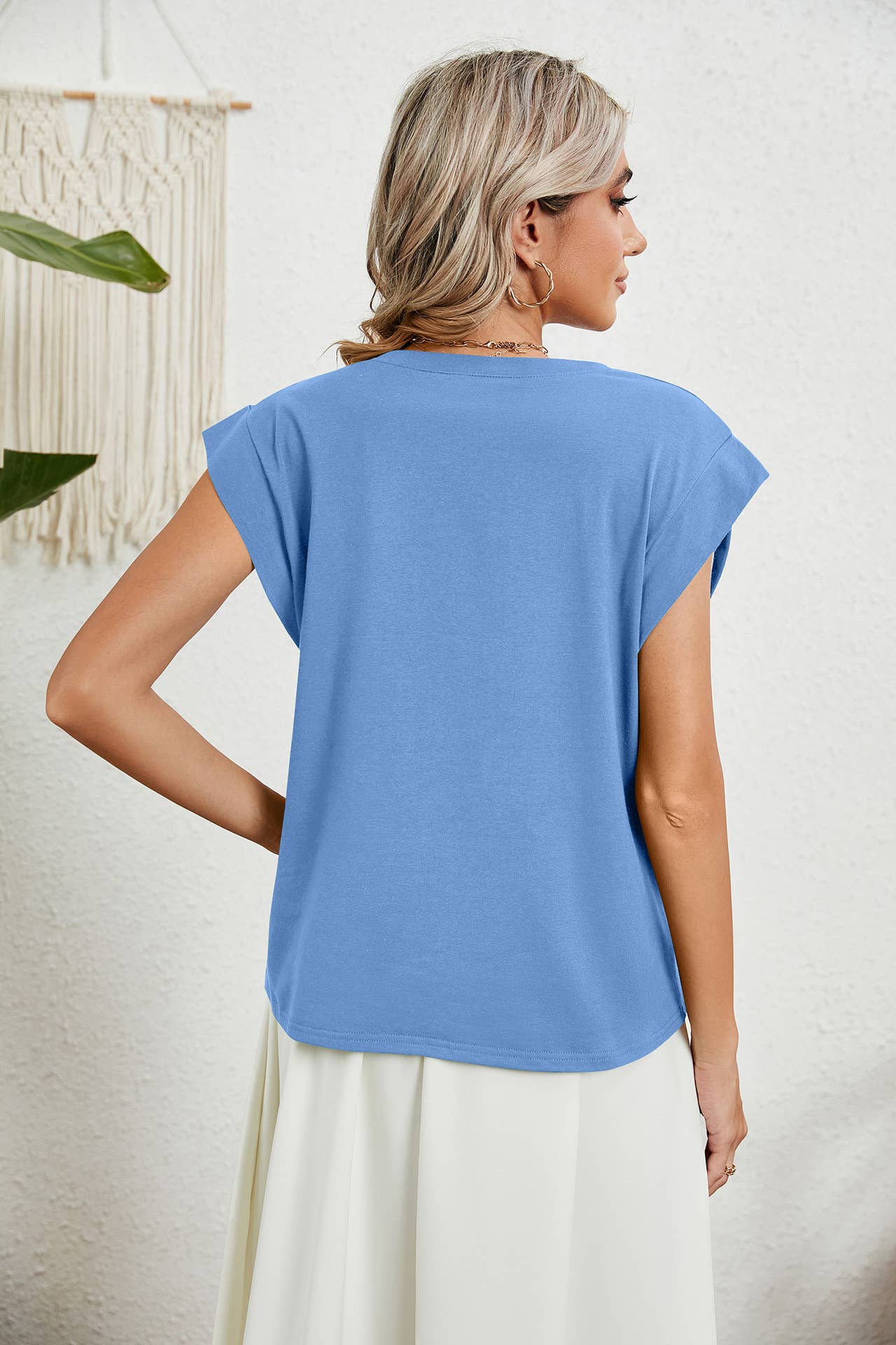 V-NECK SOLID COLOR CASUAL TANK TOP T-SHIRT