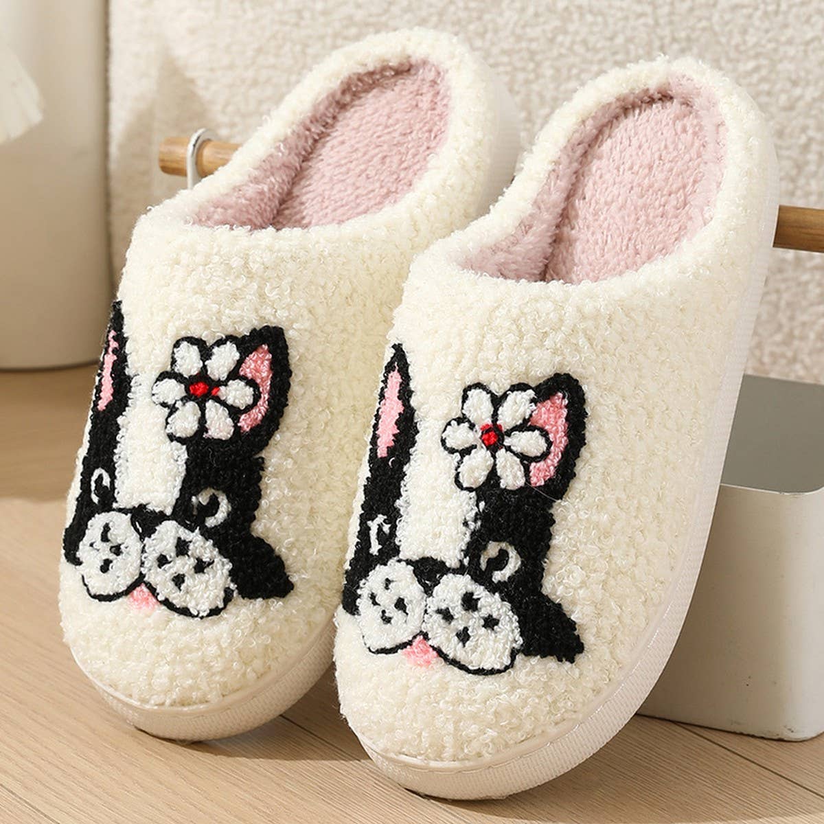 WINTER CUTE CARTOON FLOWER DOG COTTON SLIPPERS