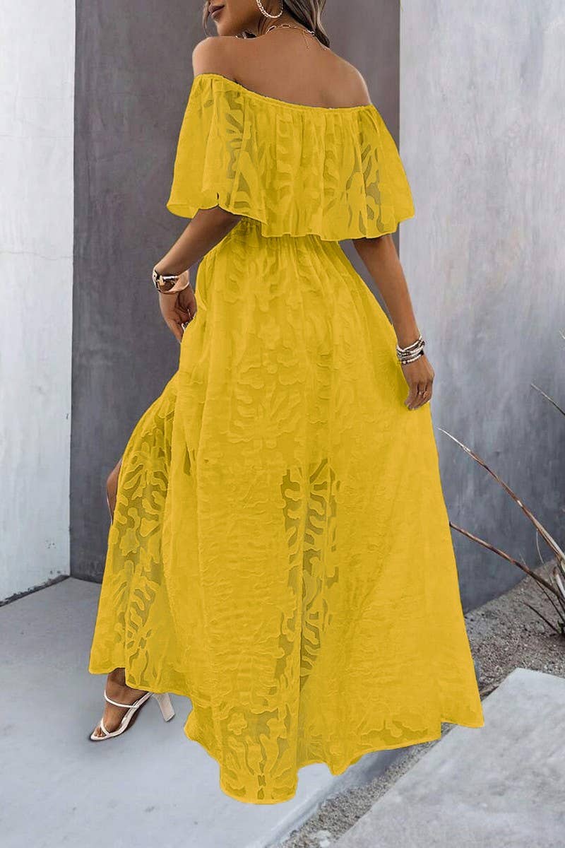 CWDMD5705_SEXY ONE-SHOULDER SOLID COLOR SHORT-SLEEVED DRESS