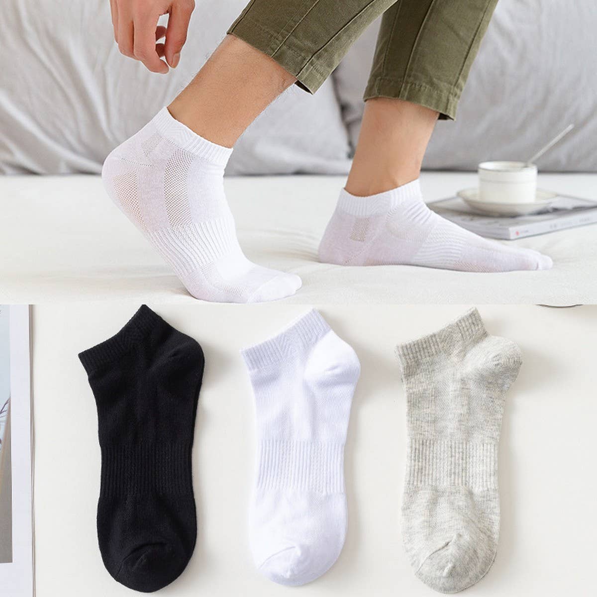 A PACK OF SIX PAIRS OF ALL-MATCH SOLID COLOR SOCKS_CWMS1998