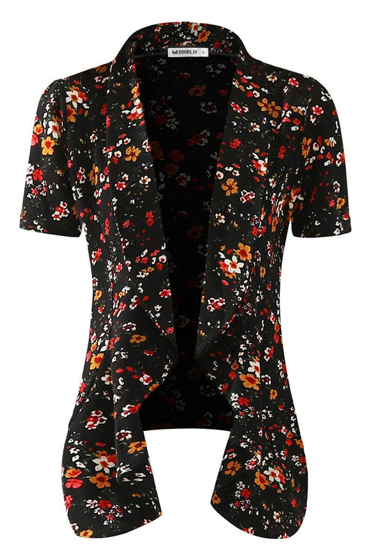 CWOBL095-P_Short Sleeve Open Front Draped Ruffles Blouses