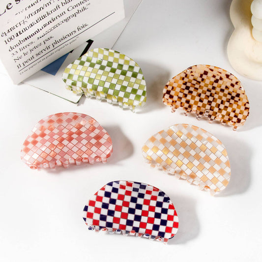 3.1in Mini Plaid Claw Clip for Hair Back Head Use_CWAHA0326