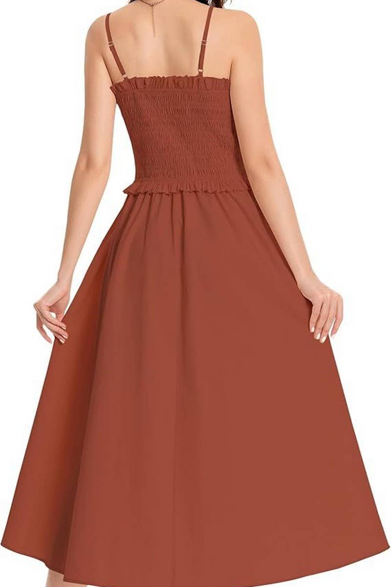 CWDMD5855_SOLID SLIM FIT WAIST TIE STRAP MAXI DRESS