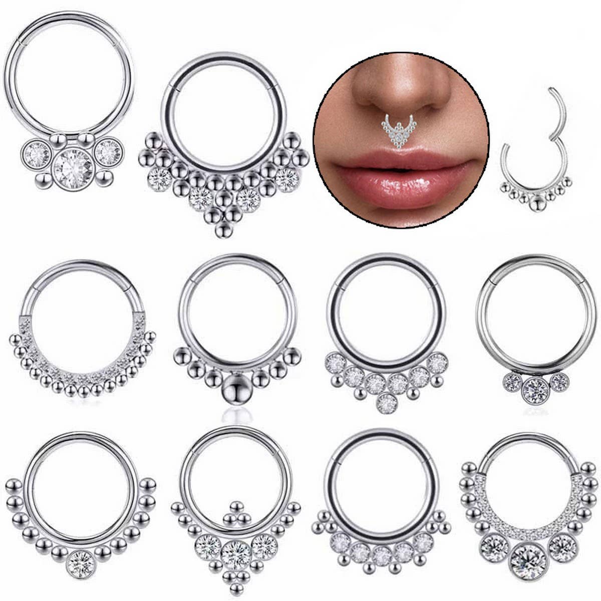 Sparkly Zircon Seamless Nose Hoop Ring_CWMM9536
