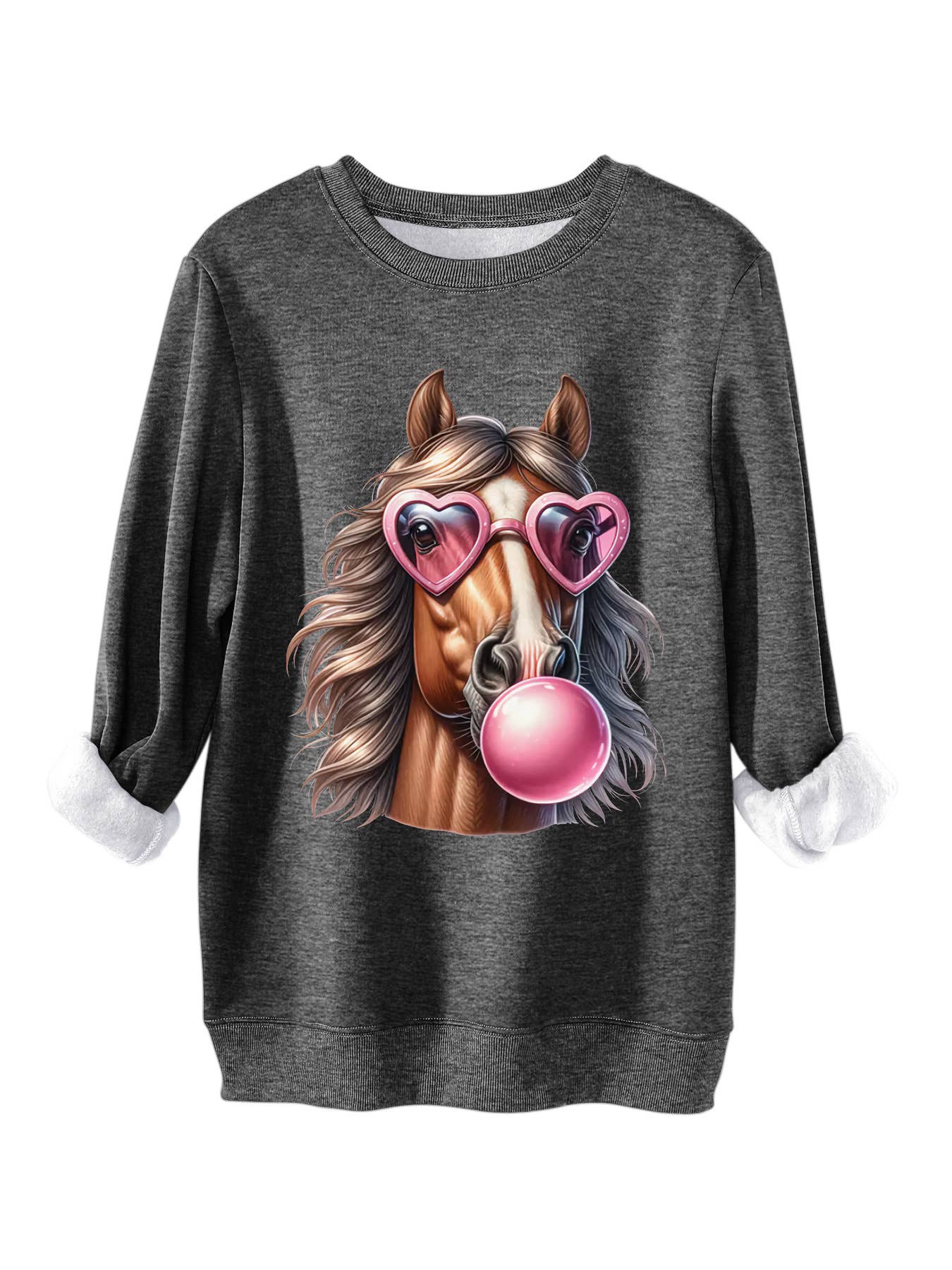 Horse head printed and thick thermal hoodie