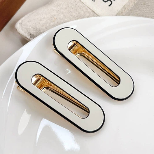 Seamless bangs clip black and white hairpin