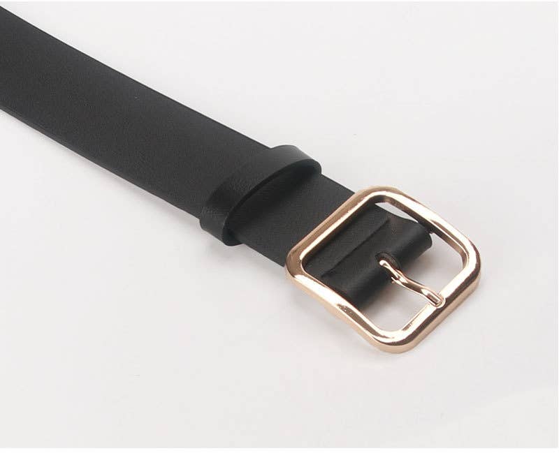 Retro versatile square buckle-top pu leather belt