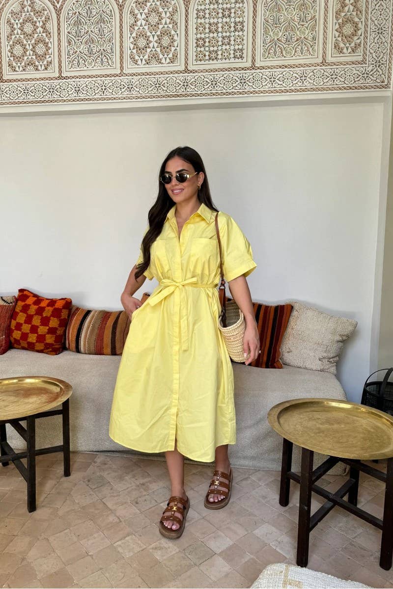 CWDMD01056_WOMEN'S LONG SHIRT BELT DRESS