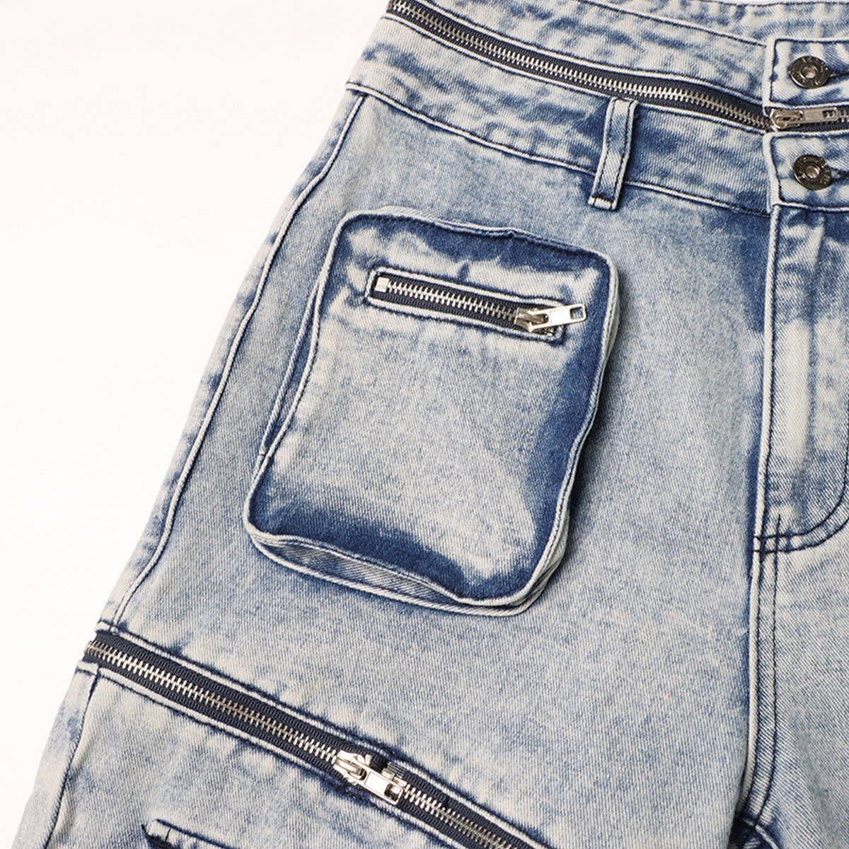 FASHION TRENDY ZIPPER SPLICING MULTI POCKET JEANS_CWJP0195