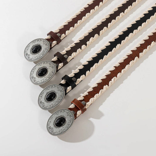 Vintage Floral Engraved Belt for Dresses Jeans_CWABE1224