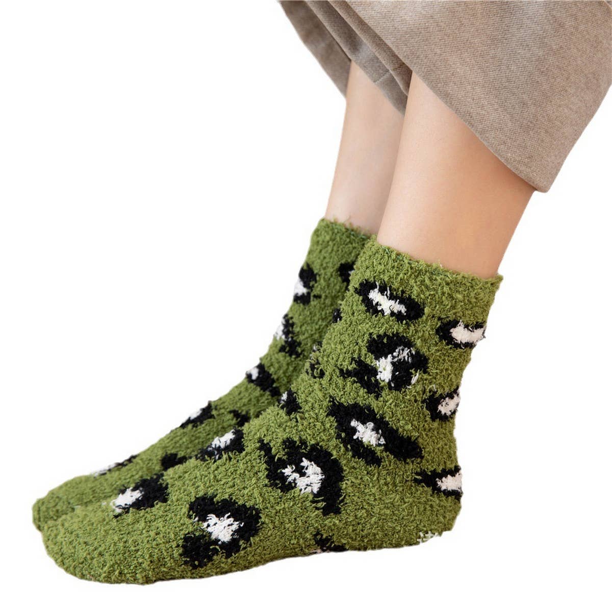 HOME WARM PADDED LEOPARD SOCKS