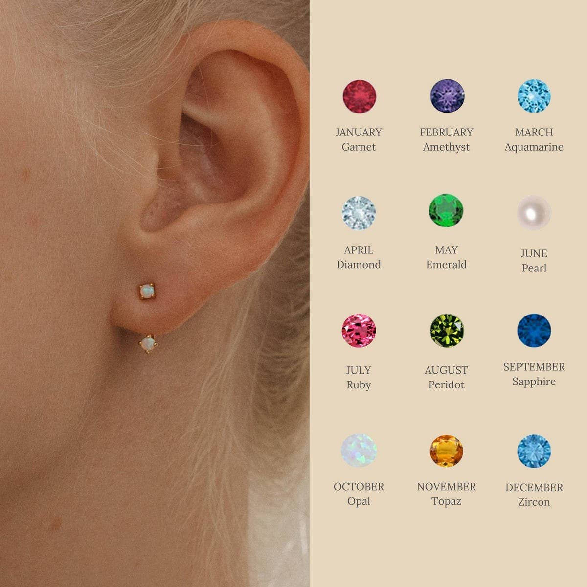 Mother's Day Vintage Birthstone Stud Earrings