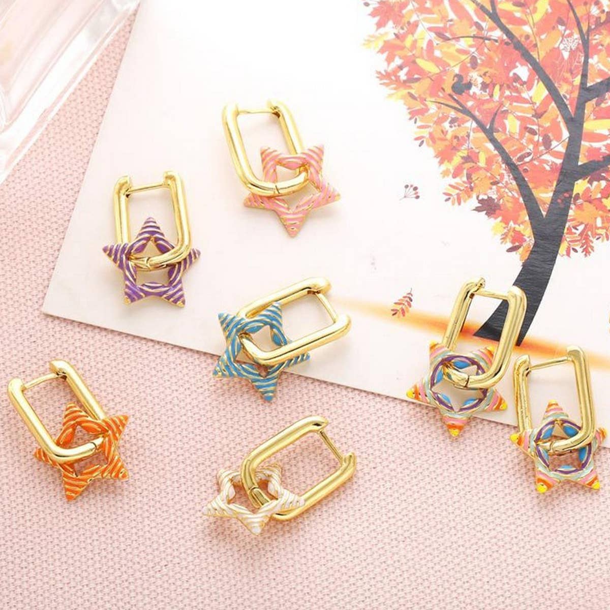 COLORFUL OIL DROP STAR SHAPED EARRINGS