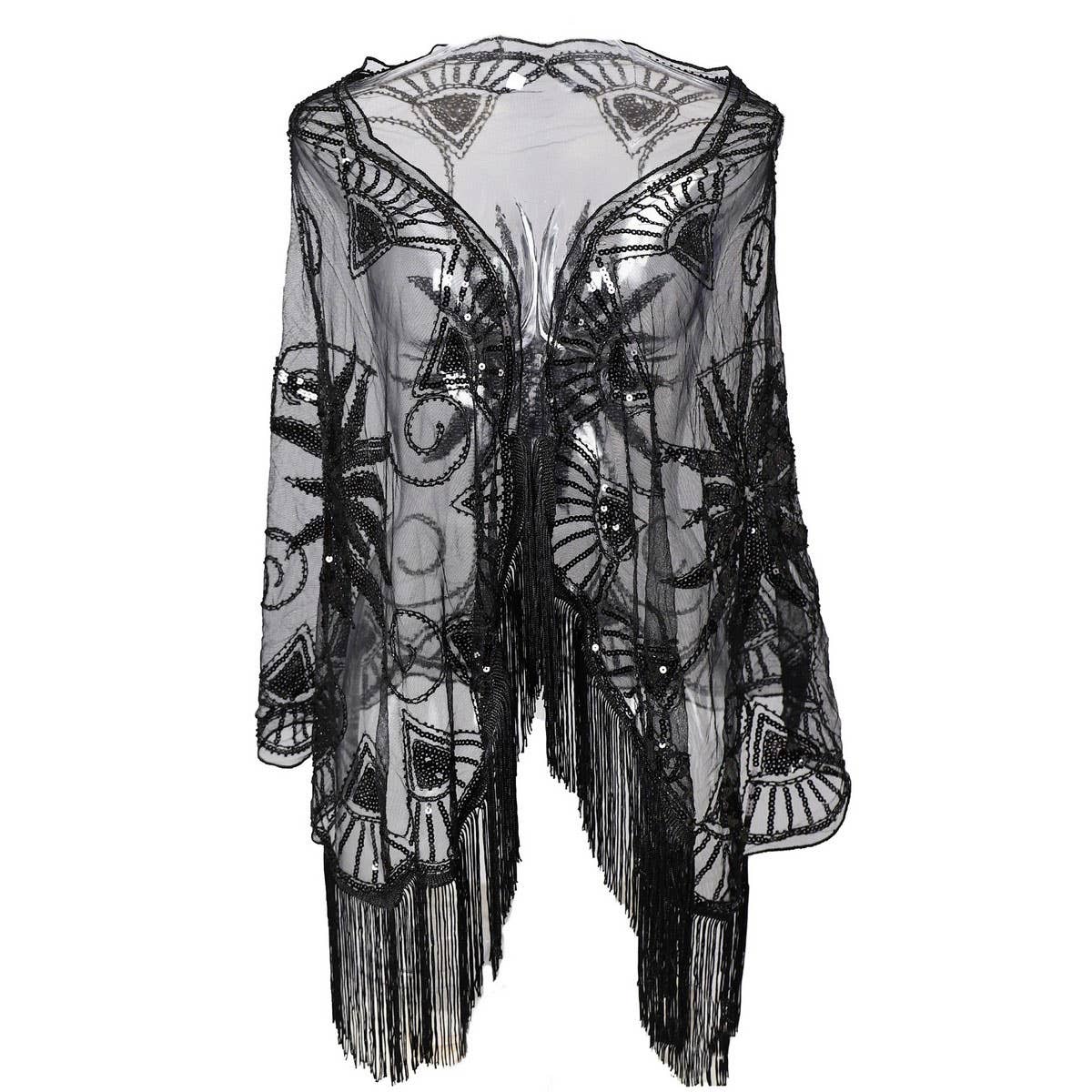 Beaded Sequin Midi Shawl ??Vintage Evening Cover_CWMM8956
