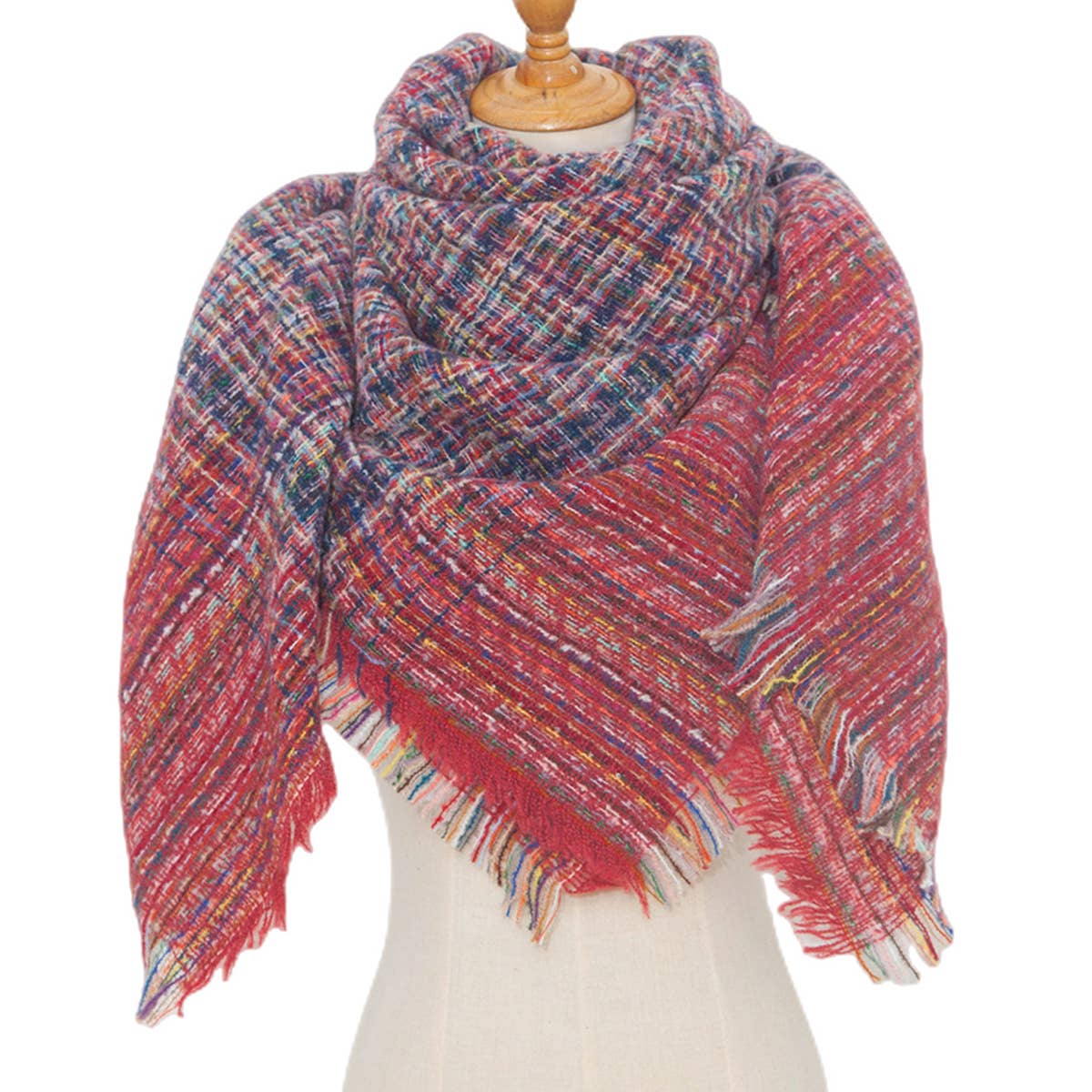 Plaid Circle Scarf - Fall/Winter Woven Wrap_CWASC0156