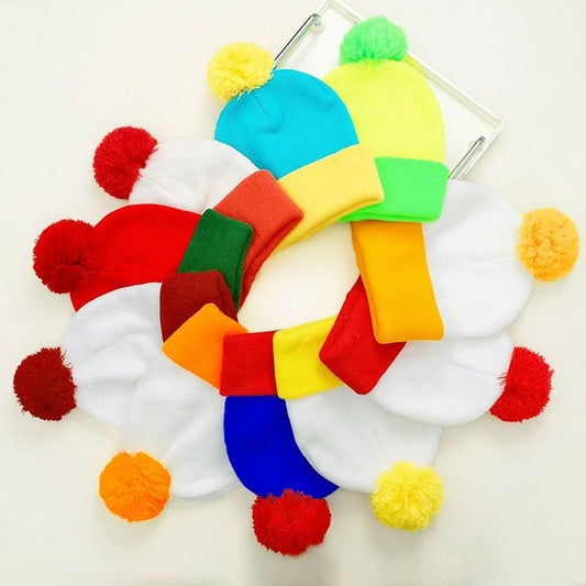 CWAH04339_CHRISTMAS STRIPED KNIT POM POM BEANIE HAT