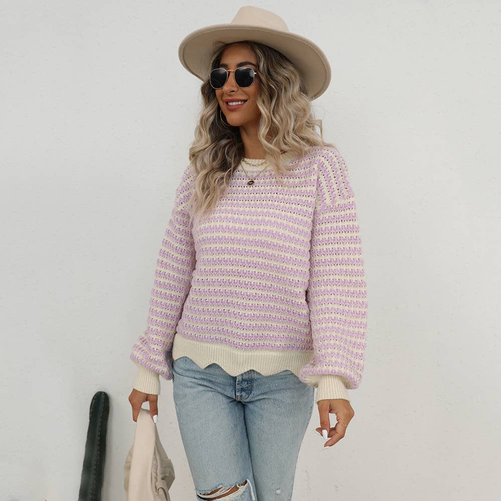 FASHION HOLLOW-OUT PLUS SIZE PULLOVER SWEATER