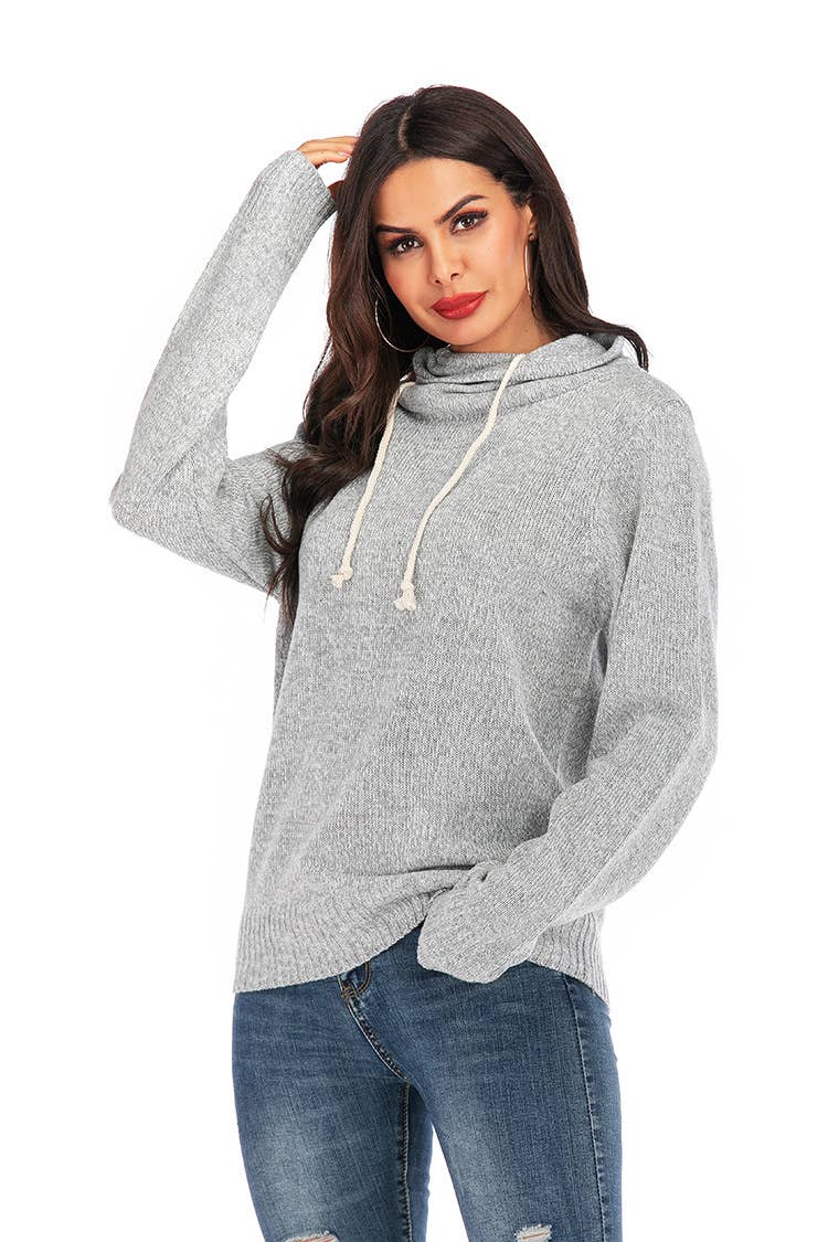 SWEATER PILE PILE COLLAR LONG SLEEVE HOODIE