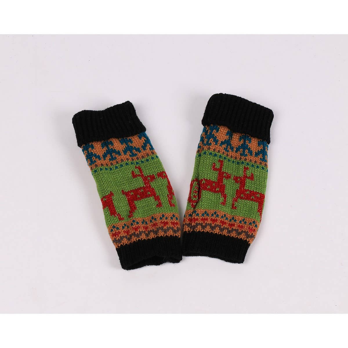 CWAG0083_Christmas Fawn Knitted Half Finger Gloves