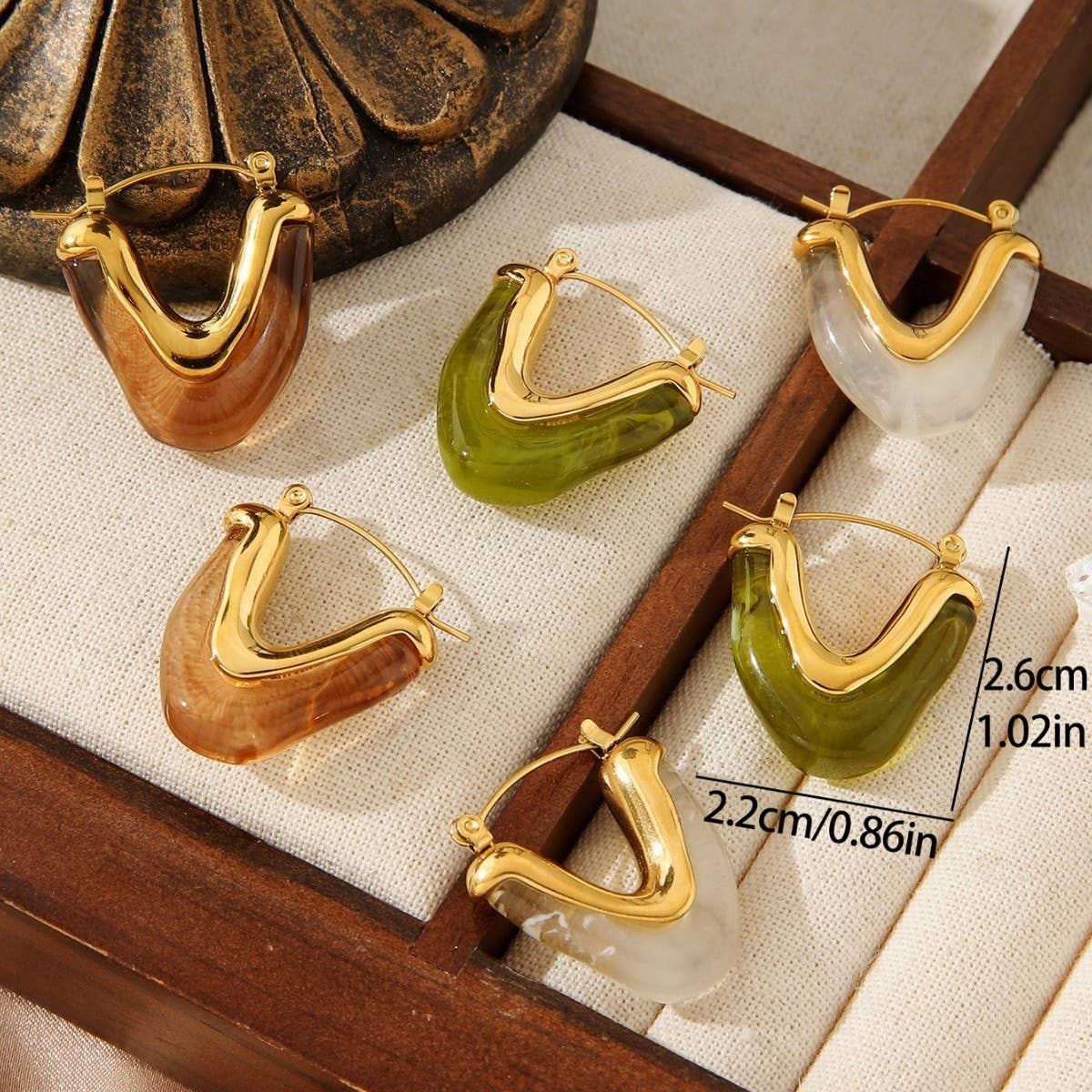 TRIANGLE GEOMETRIC STAINLESS STEEL 18KGOLD EARRINGS