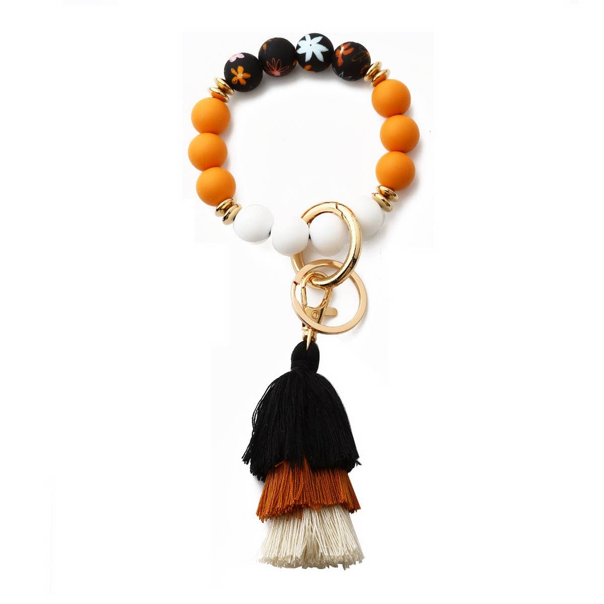 Bohemian Tassel Silicone Bead Bracelet with Prints_CWAB5019