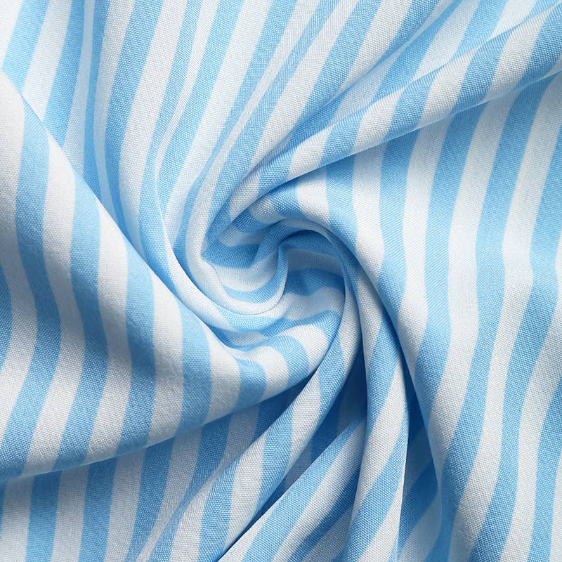 Ear-trimmed round-neck sleeveless striped dress