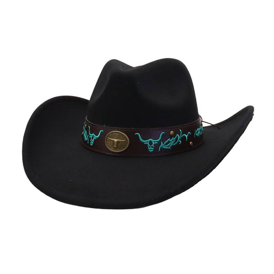 Western Ethnic  Felt Cowboy Fedora Hat_CWAH04449