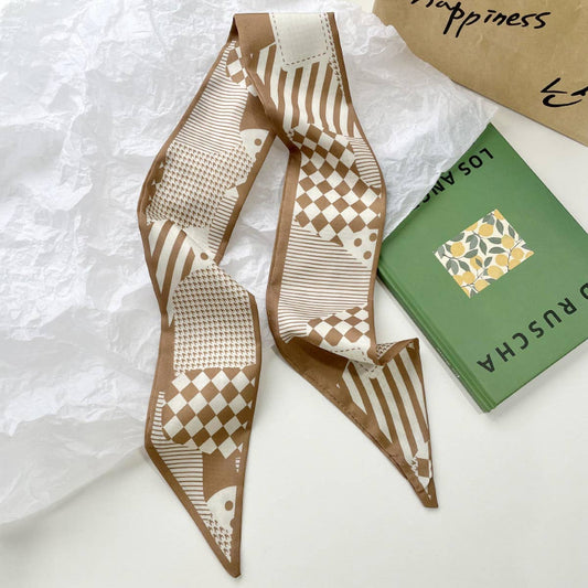 Neutral Long Twilly Scarf ? Hair Tie & Neck Ribbon