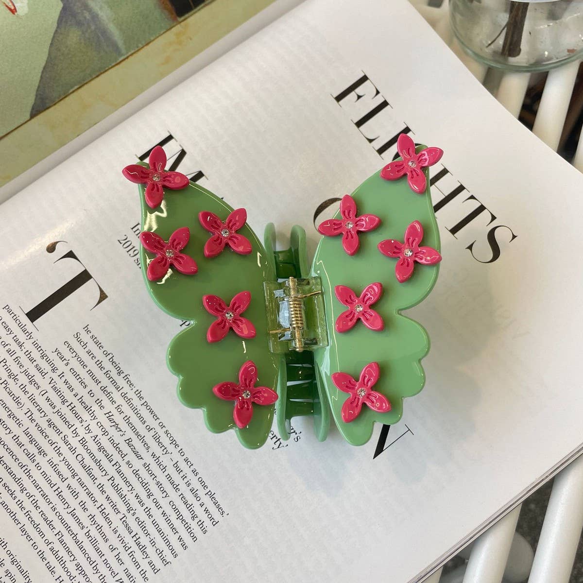 3D Butterfly Acetate Hair Claw, Floral Clip_CWASC1595