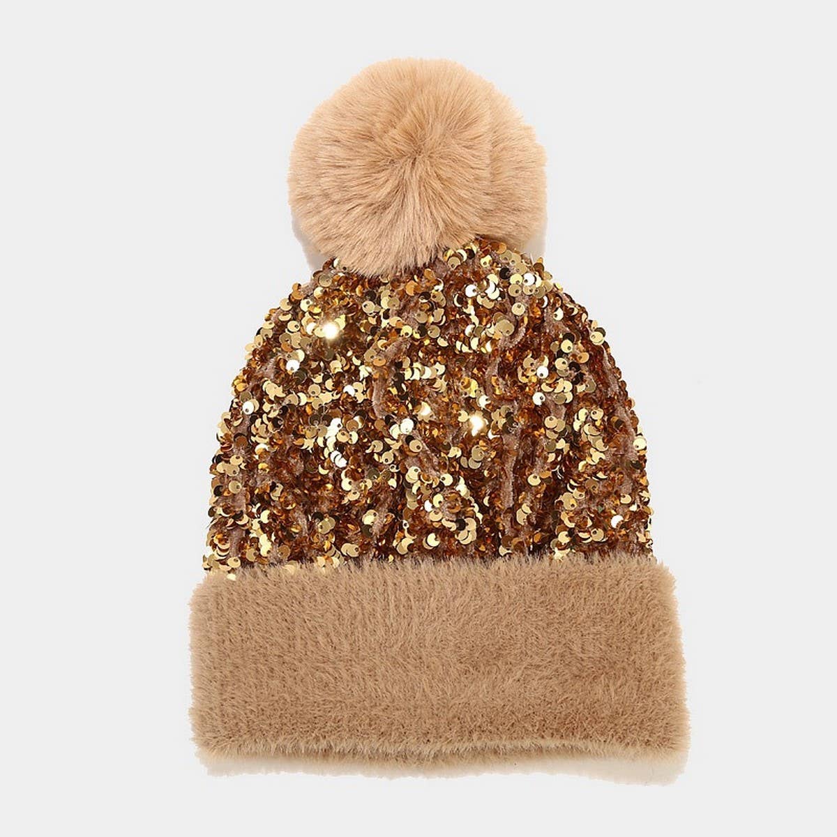 AUTUMN AND WINTER SEQUINED PLUSH KNITTED HAT_CWAH2146