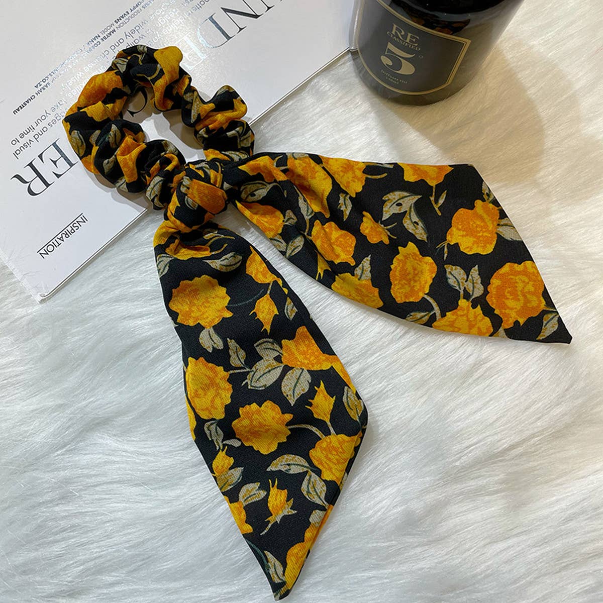 WOMEN FLORAL RIBBON HAIR ROPE_CWAHA0760