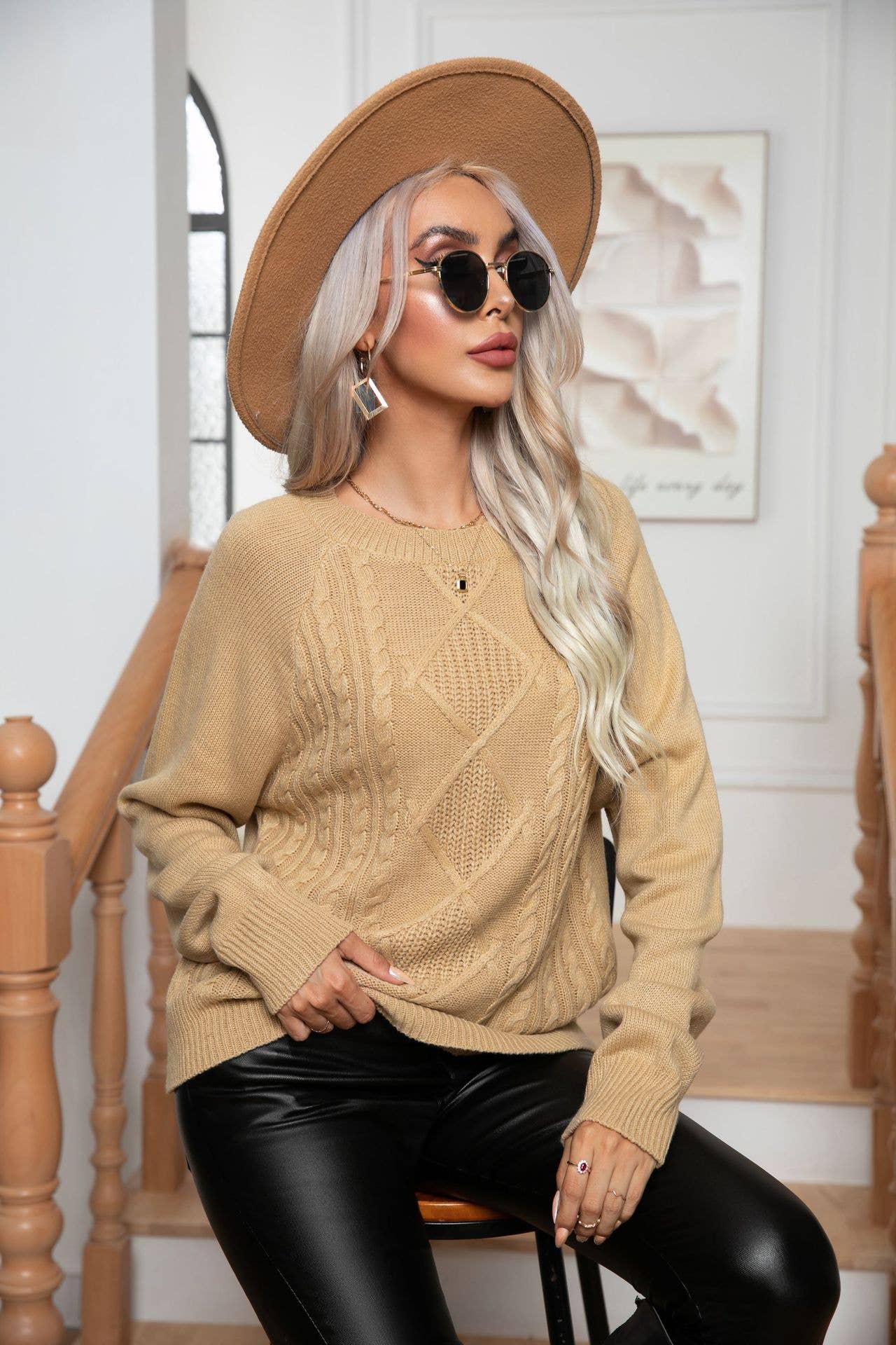 TWISTED LONG SLEEVE TWIST KNIT PULLOVER SWEATER