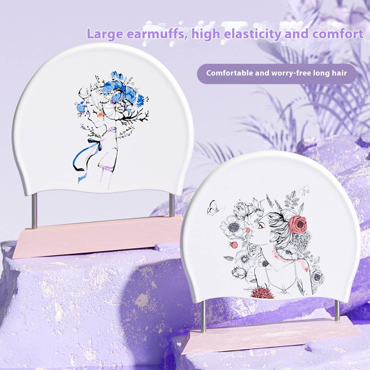 Womens Silicone Waterproof Large Swim Cap