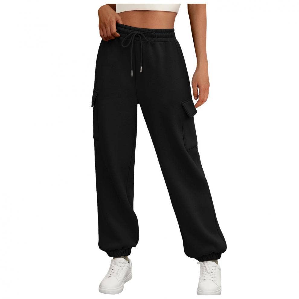 Solid-color straight-leg wide-leg sweatpants