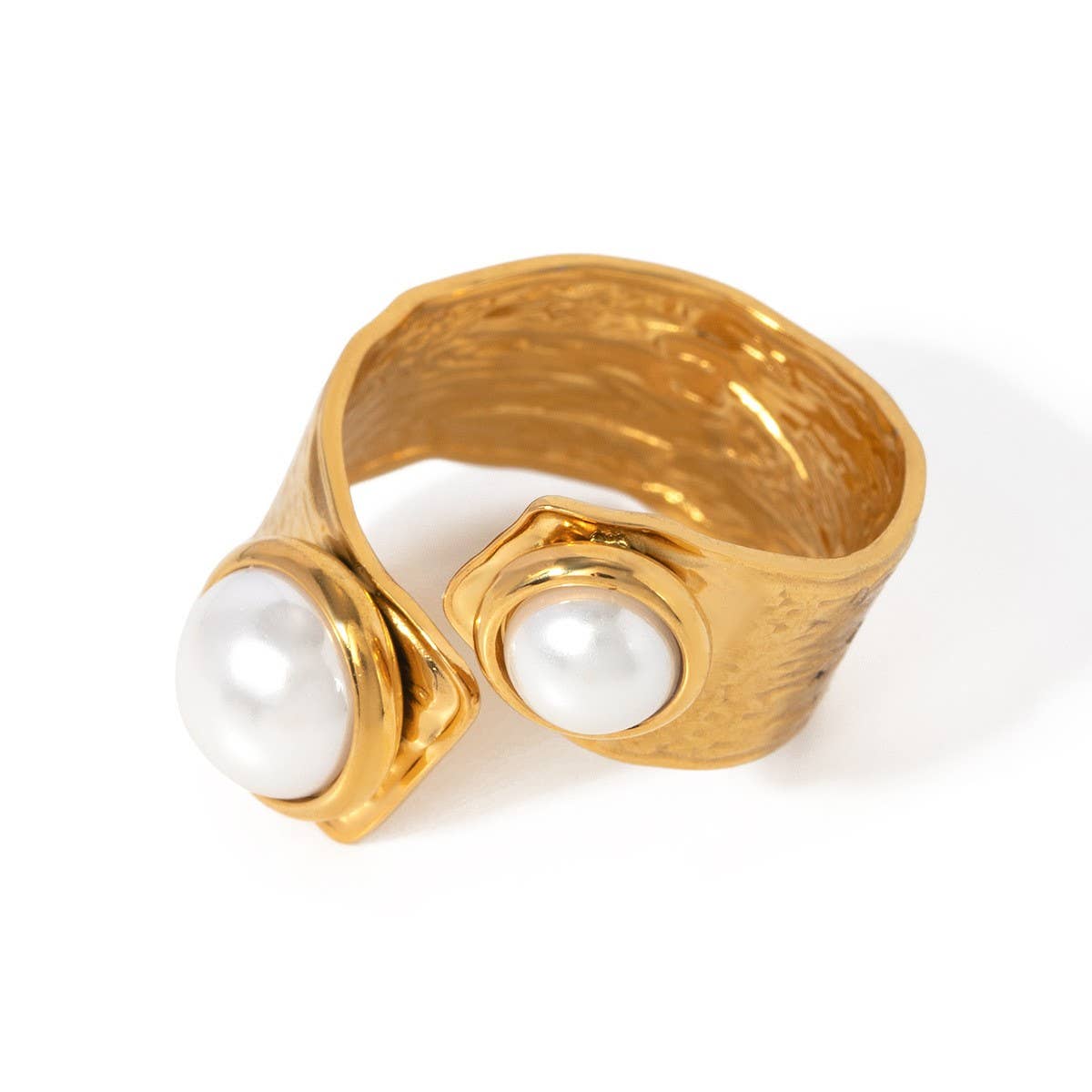 PERSONALIZED ALL-MATCH IRREGULAR OPEN PEARL RING_CWAJE1795