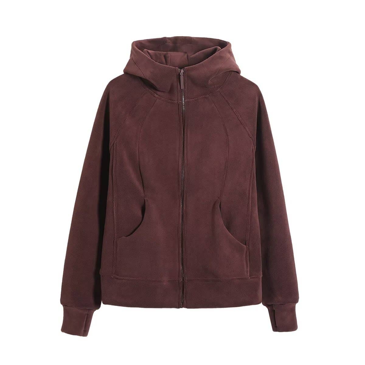 Double-sided fleece thickened warm hooded jacket
