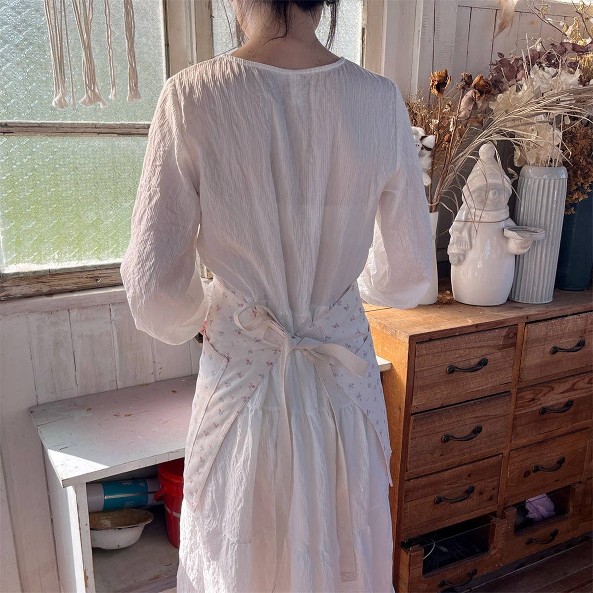 HALF-BODY FLORAL HOME CAFE WORK APRON