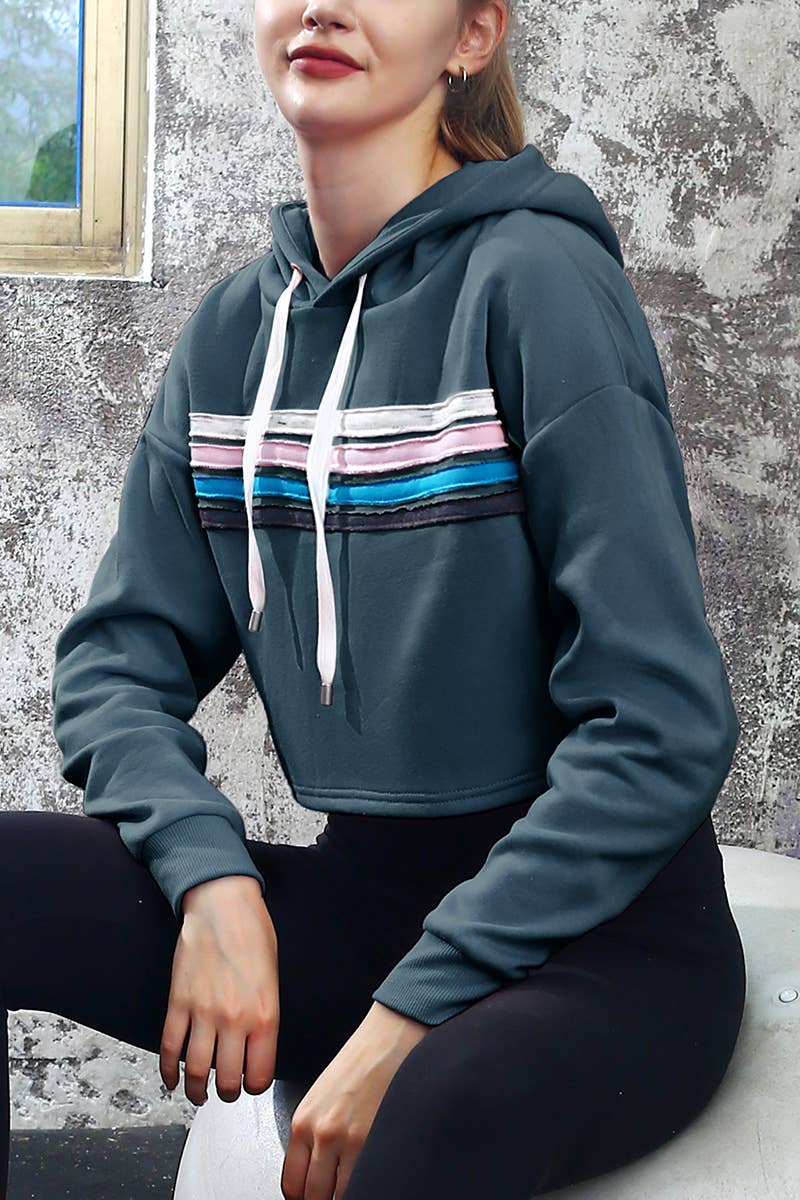 CWOHOL426_Lightweight Pullover Hoodie Cropped Sweatshirt