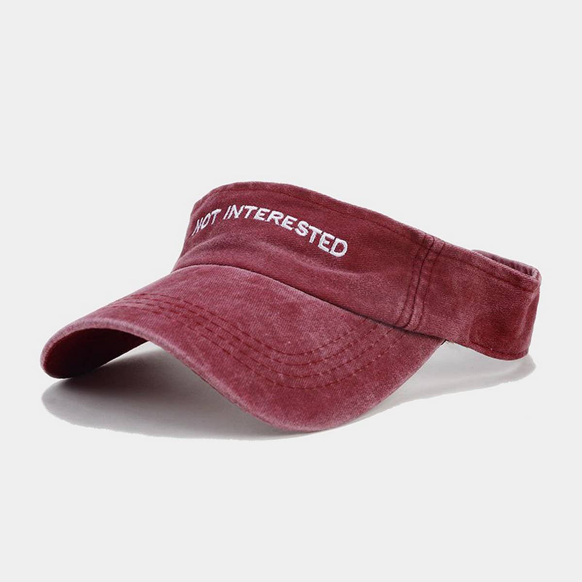 Washed Embroidered Letter Visor Cap -Golf Sun Hat_CWAH3309