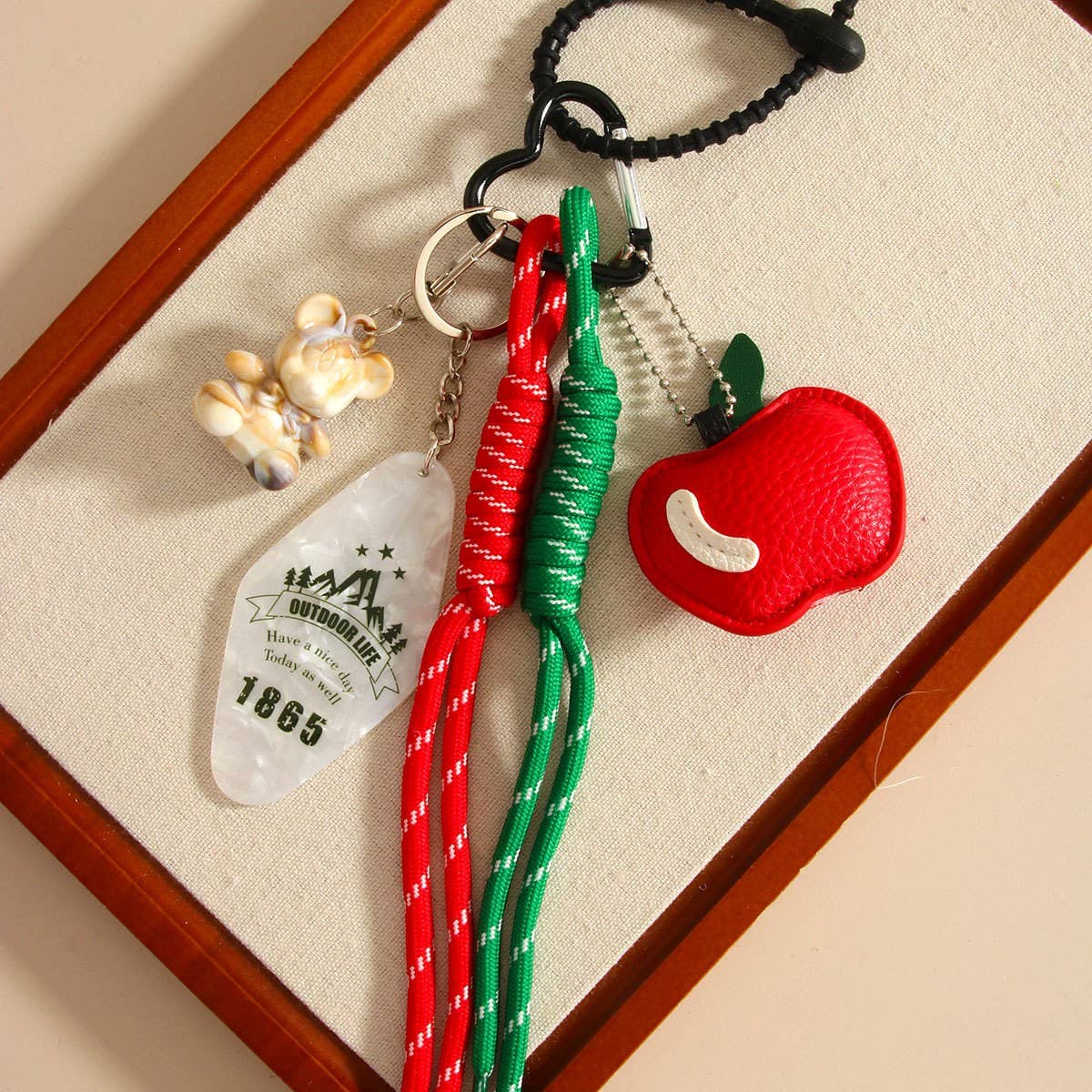 Cute Apple Bear Keychain ? Fruit Bag Charm