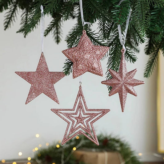 Pink Gold Glitter Xmas Tree Hanging Decoration_CWMM9761